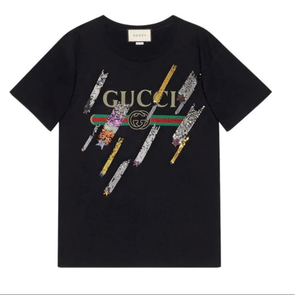 Gucci Vintage Logo Sequin Star Unisex Tee💫